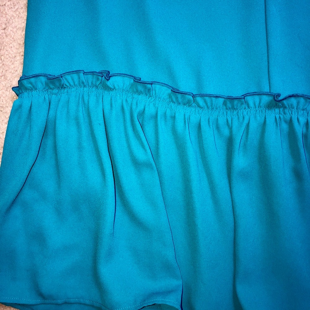 Loft Turquoise Drop Waist Ruffle Top - Picture 4 of 6